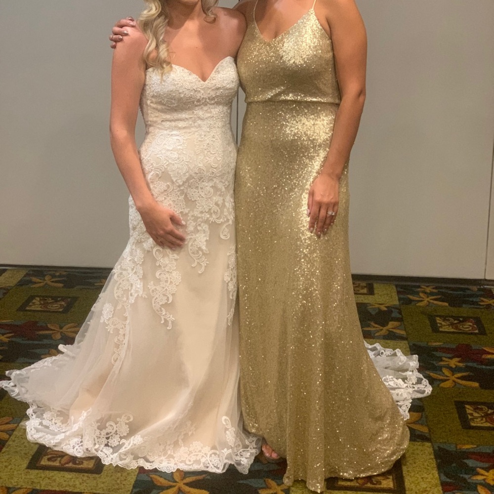 Gold sequin bridal party dress